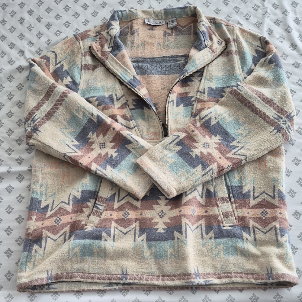 Aztec Pattern Quarter-Zip Pullover - image 1